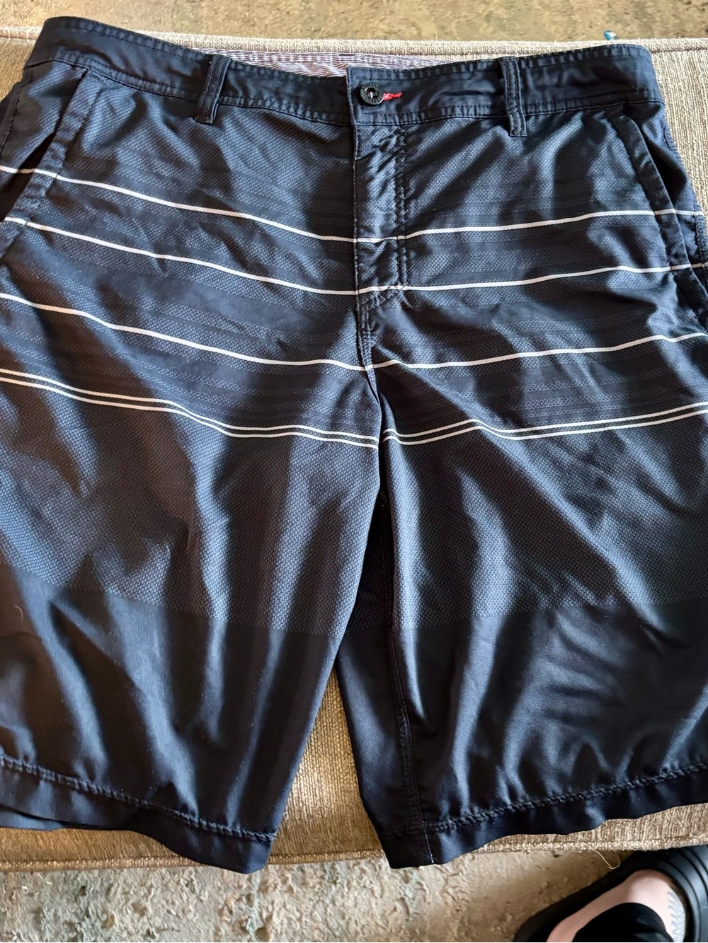 O'Neill Navy and White Striped Hybrid Shorts